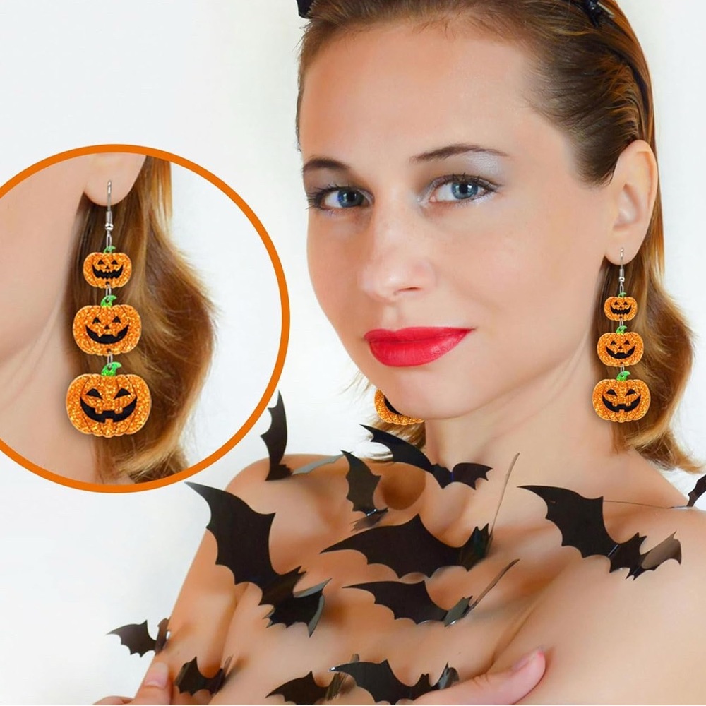 Pumpkin Dangle Earrings - Picture 3 of 7